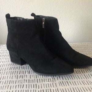 Black faux suede ankle boots